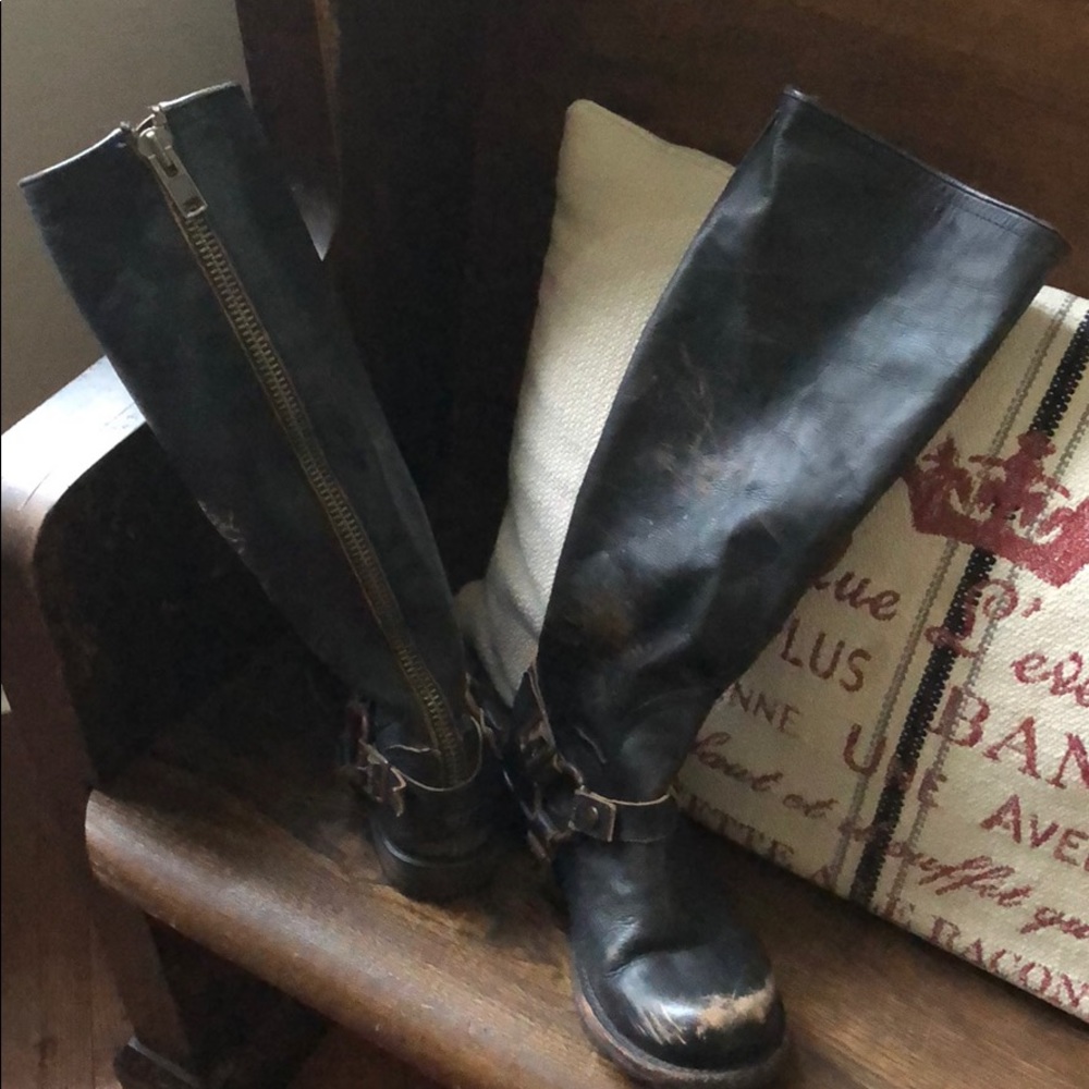 Brown leather Freebird by Steven boots.